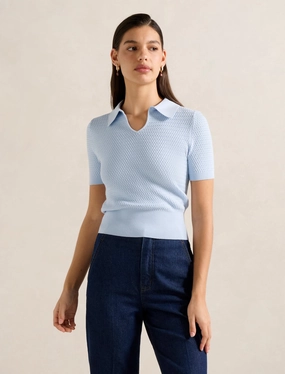 Alice Stitch Interest Polo Top Workout Apparel Minimalist Cuff