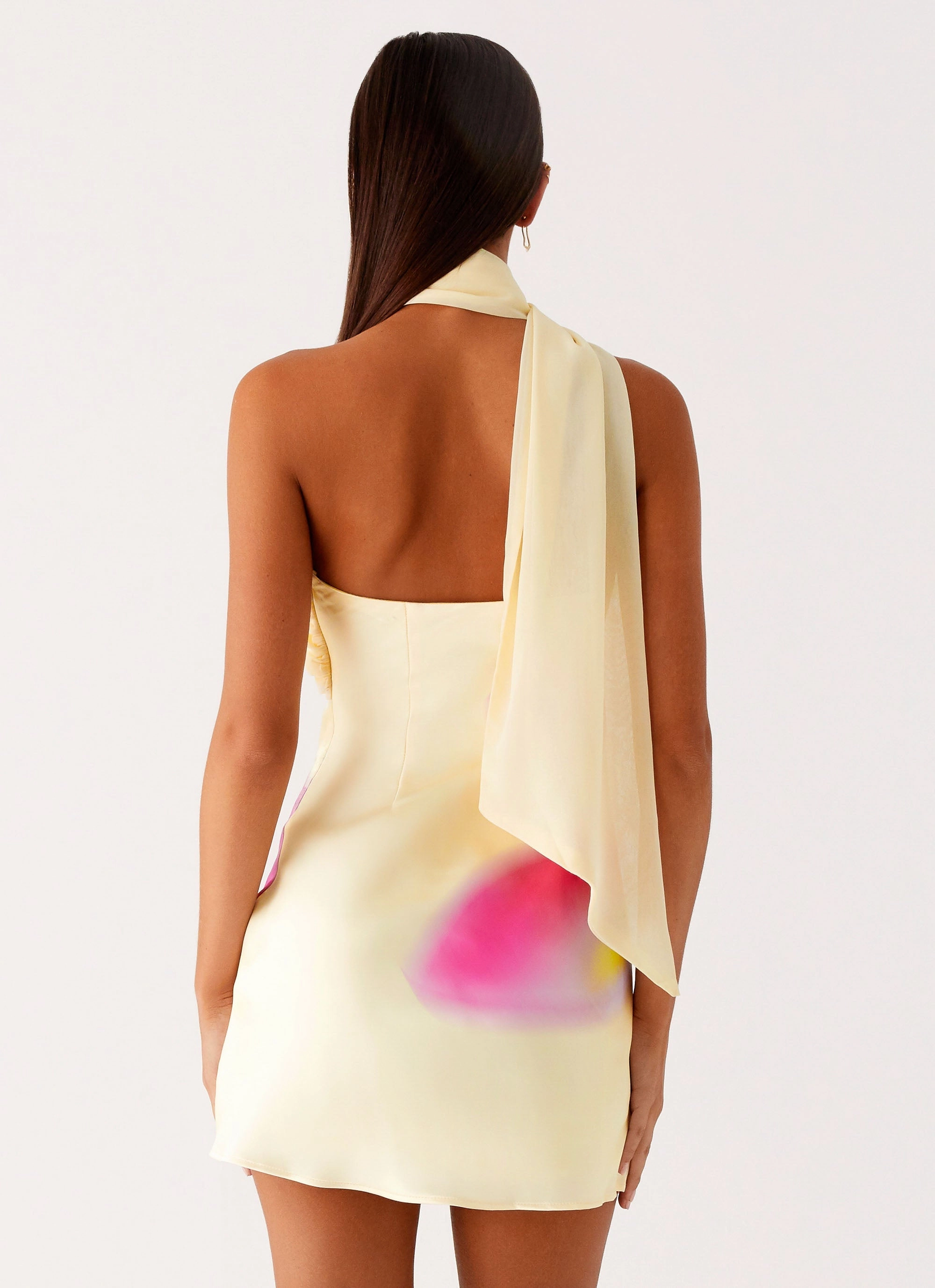 Isa Scarf Satin Mini Dress - Frangipani Yellow Night wear