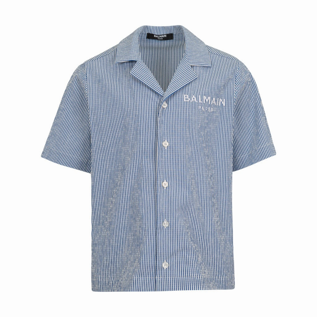 Balmain Kids Seersucker Shirt AntiPilling Technology Soft Cotton Blend
