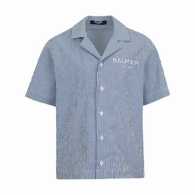 Balmain Kids Seersucker Shirt AntiPilling Technology Soft Cotton Blend