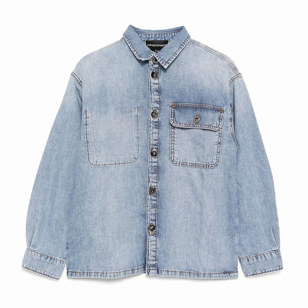 Tear Resistant Fiber Blend Emporio Armani Junior Denim Shirt