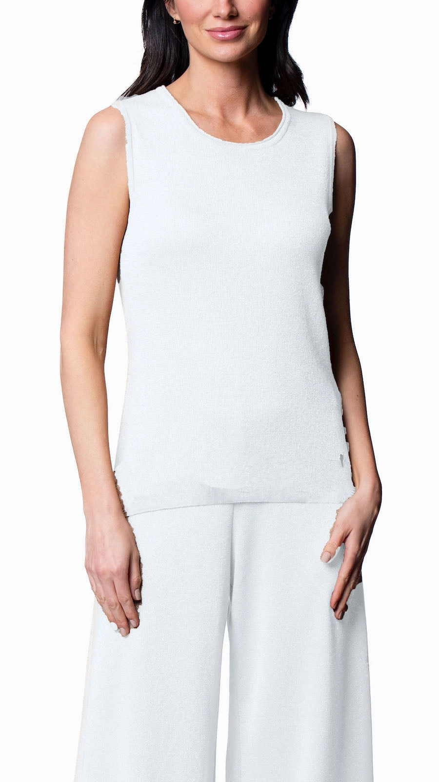 Tessa Tank Top - Silver White Non Iron