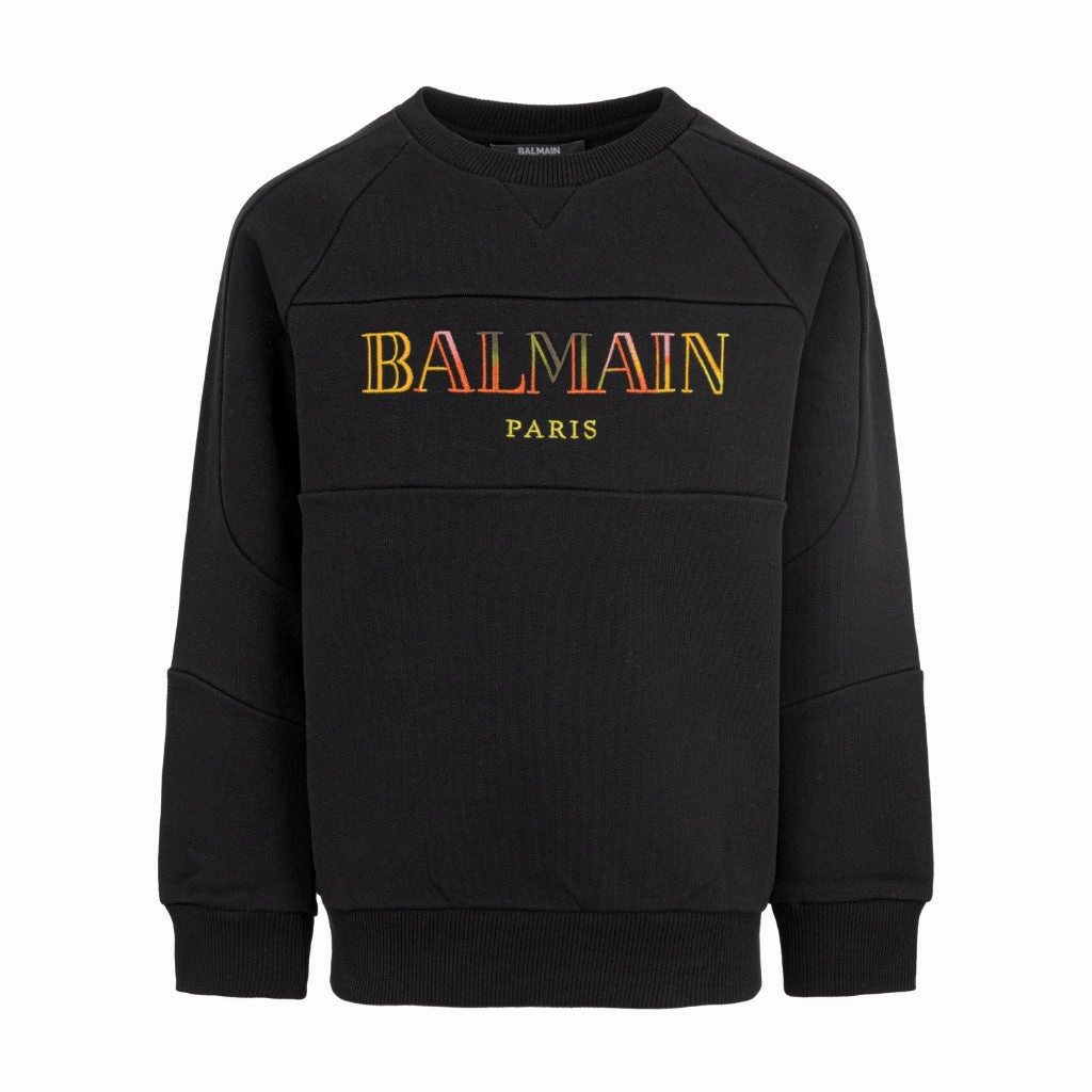 Stretchable Waistband Balmain Kids Logo Fleece Sweatshirt