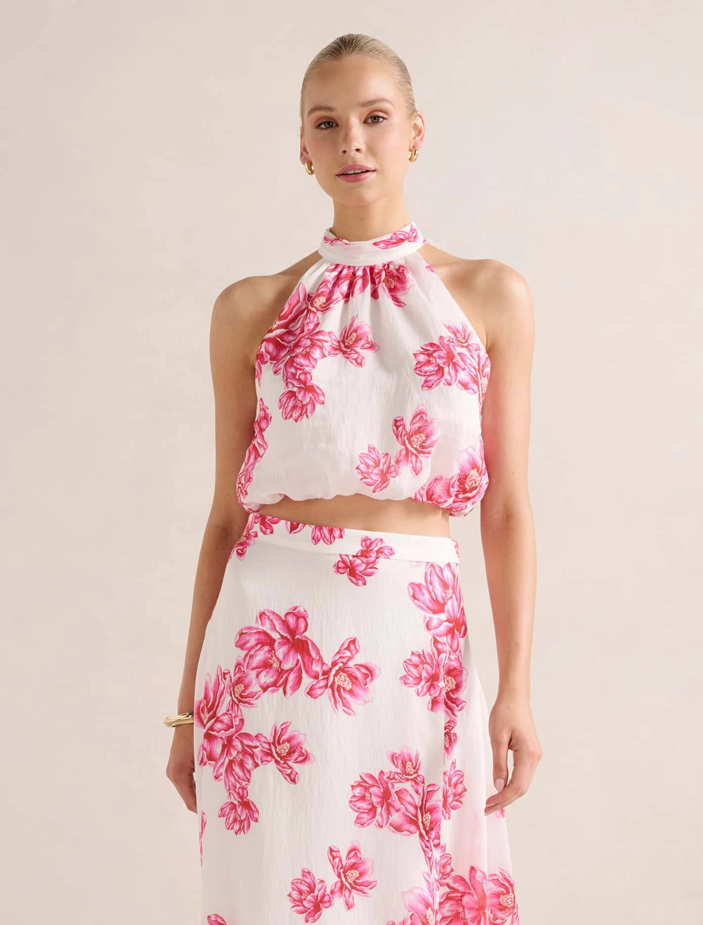 FlatlockSeamTechnique SoftFeel Fabric Maisie Halter Tie Up Top