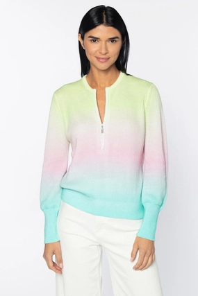 Sleek Design Ombre Zip Henley