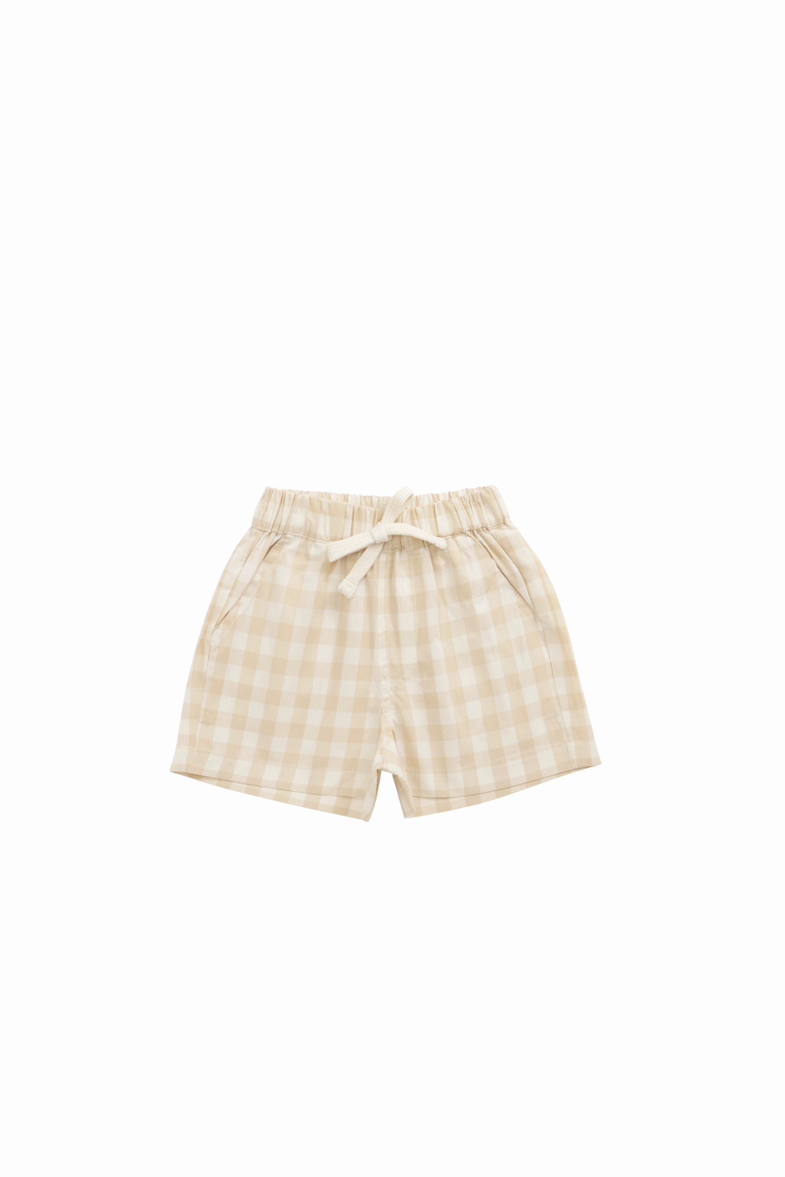 Stretch Design Organic Cotton Louis Short - Gingham Pale Khaki