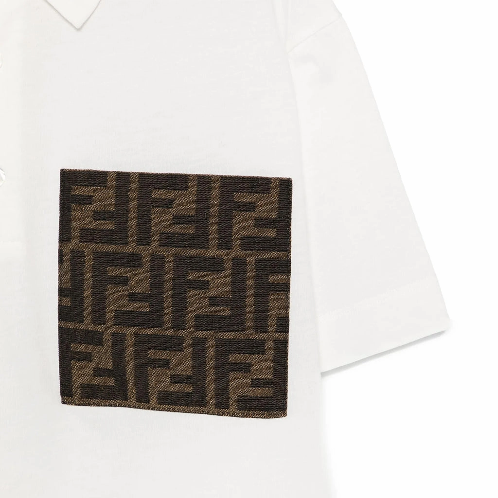 Fendi Kids Polo Shirt With Logo Pocket Summer Blouse ReinforcedHem