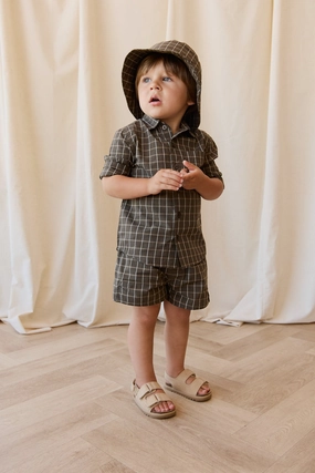 Organic Cotton Silas Short - Variegated Grid Tarmac Body Friendly Daily Use