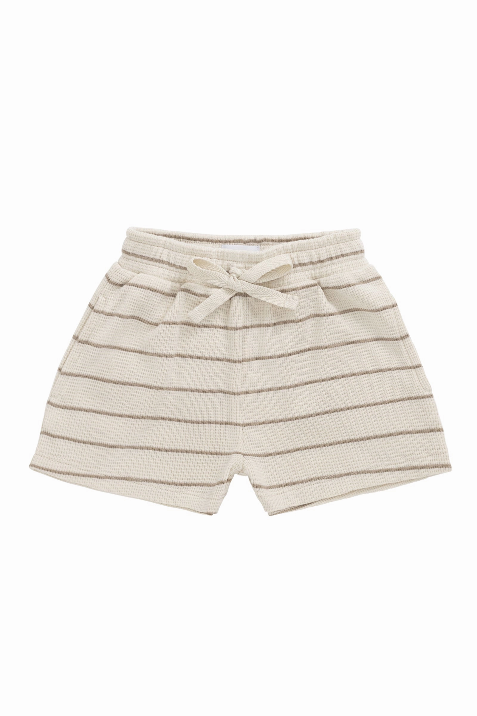 Organic Cotton Waffle Leith Short - General Stripe Cassava/Batch Vintage Look One-of-a-kind