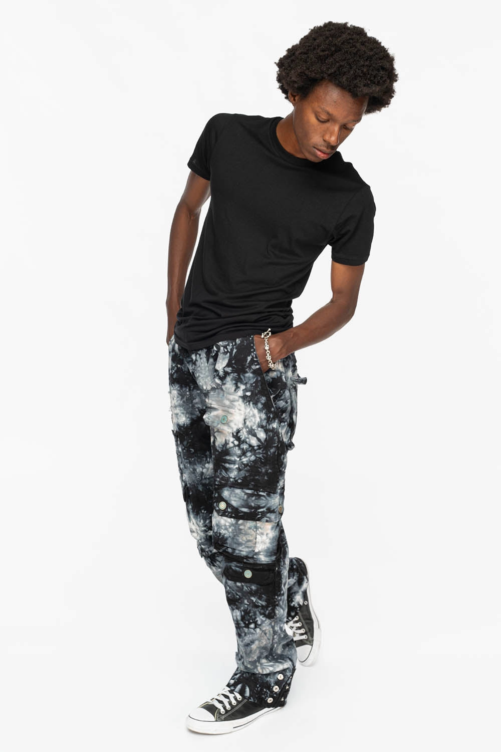 Travel Essential Neat And Easy ORIGINAL ROBIN??S JEAN CALL OF DUTY CARGO PANTS IN CRYSTAL TIE DYE BLK