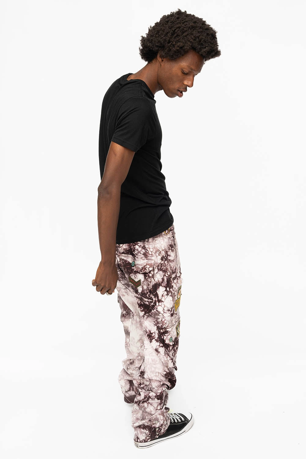 Beach Day Minimalist Style Youth Style Classic Wear Party Look ORIGINAL ROBIN??S JEAN CALL OF DUTY CARGO PANTS IN CRYSTAL TYE DYE PURPLE WITH PATCH