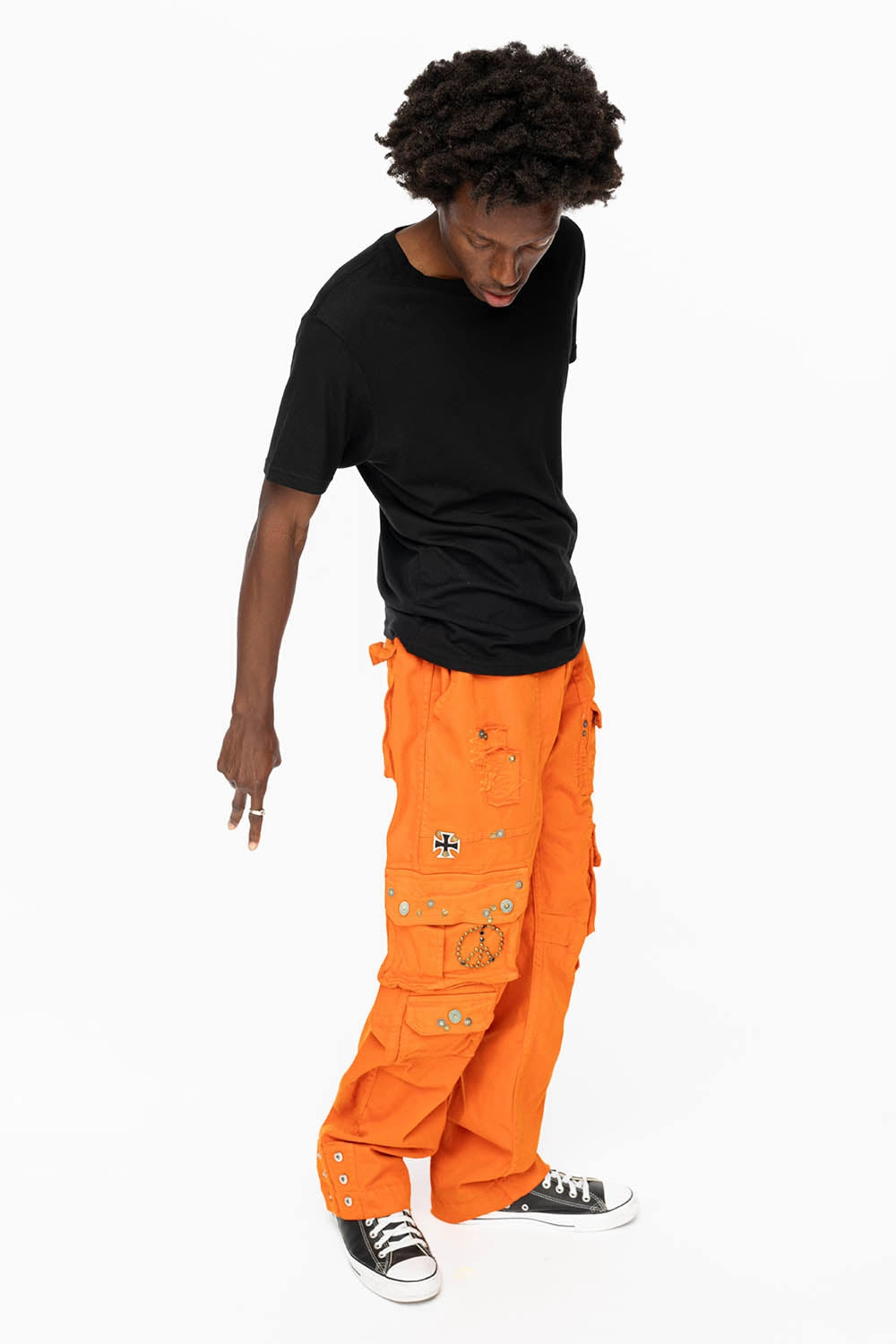 ORIGINAL ROBIN??S JEAN CALL OF DUTY CARGO PANTS IN ORANGE COLOR  WITH ROCK N ROLL PATCH Teen Outfit Eco Friendly Travel Outfit Quick Pick