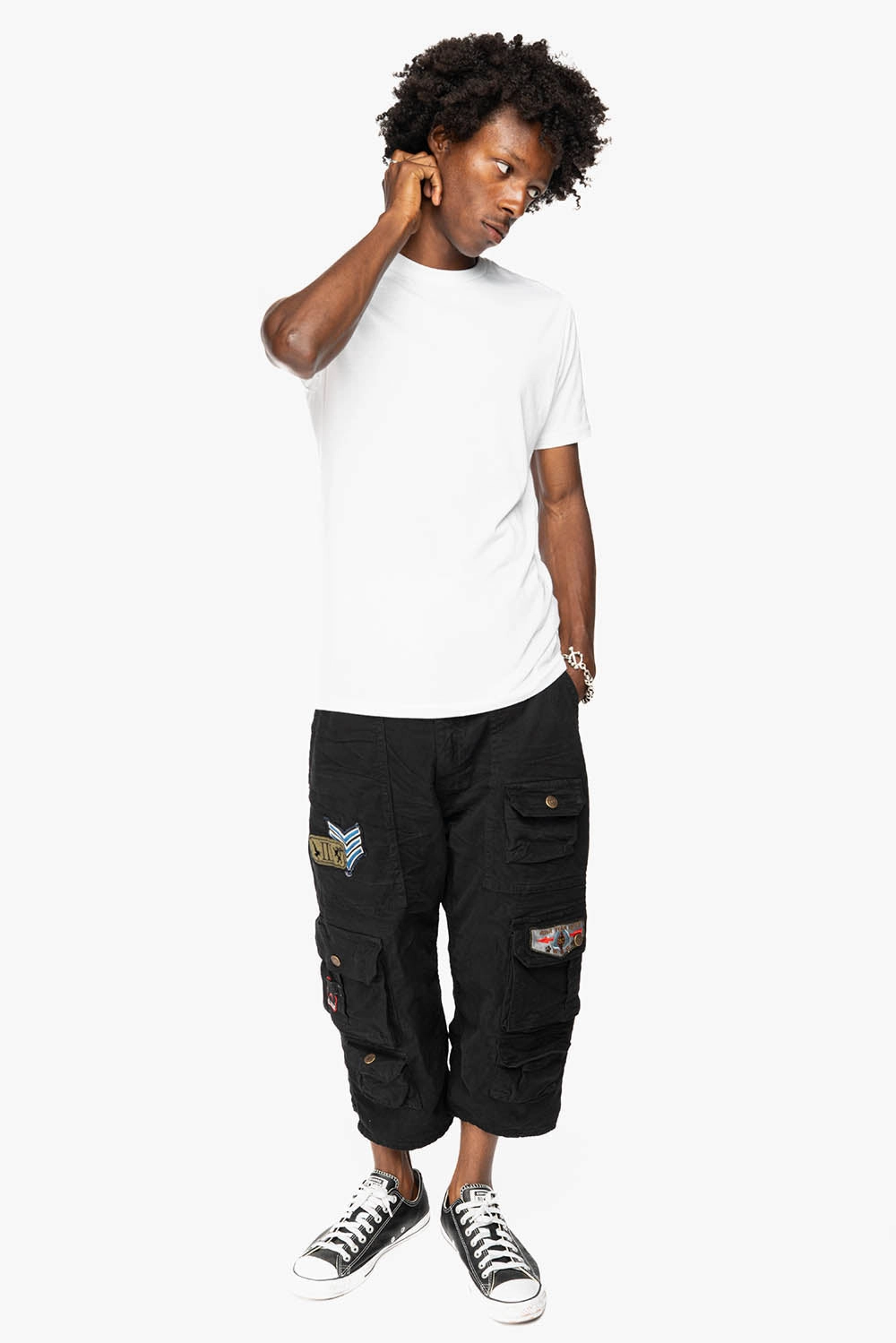 ORIGINAL ROBIN??S JEAN LIMITED EDITION CALL OF DUTY CARGO SHORT IN PURE BLK WITH PATCH Premium Denim Morning Stroll Fashion Lover