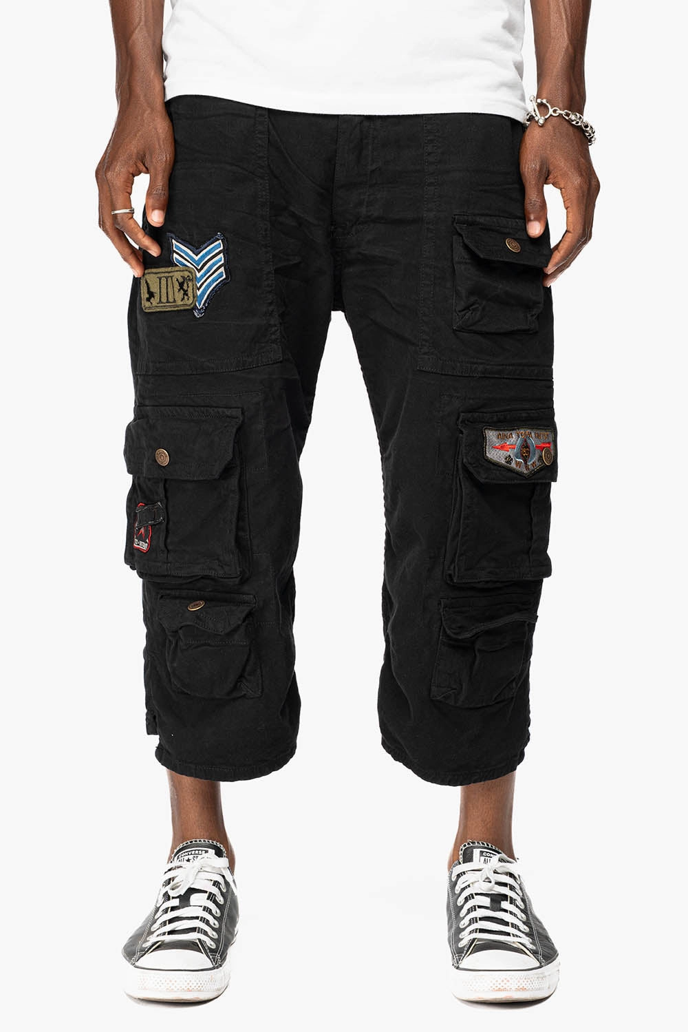 Brunch Outfit Classic Wear Luxury Winter Warmth Minimalist Style Picnic Style ORIGINAL ROBIN??S JEAN LIMITED EDITION CALL OF DUTY CARGO SHORT IN PURE BLK WITH PATCH