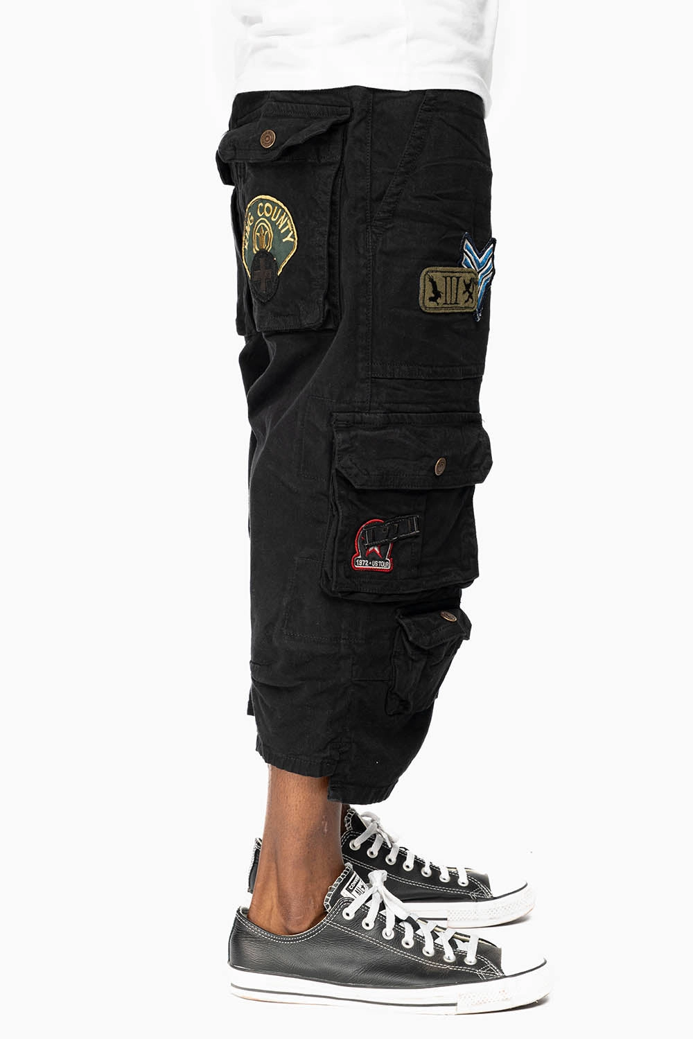 ORIGINAL ROBIN??S JEAN LIMITED EDITION CALL OF DUTY CARGO SHORT IN PURE BLK WITH PATCH Chic Style