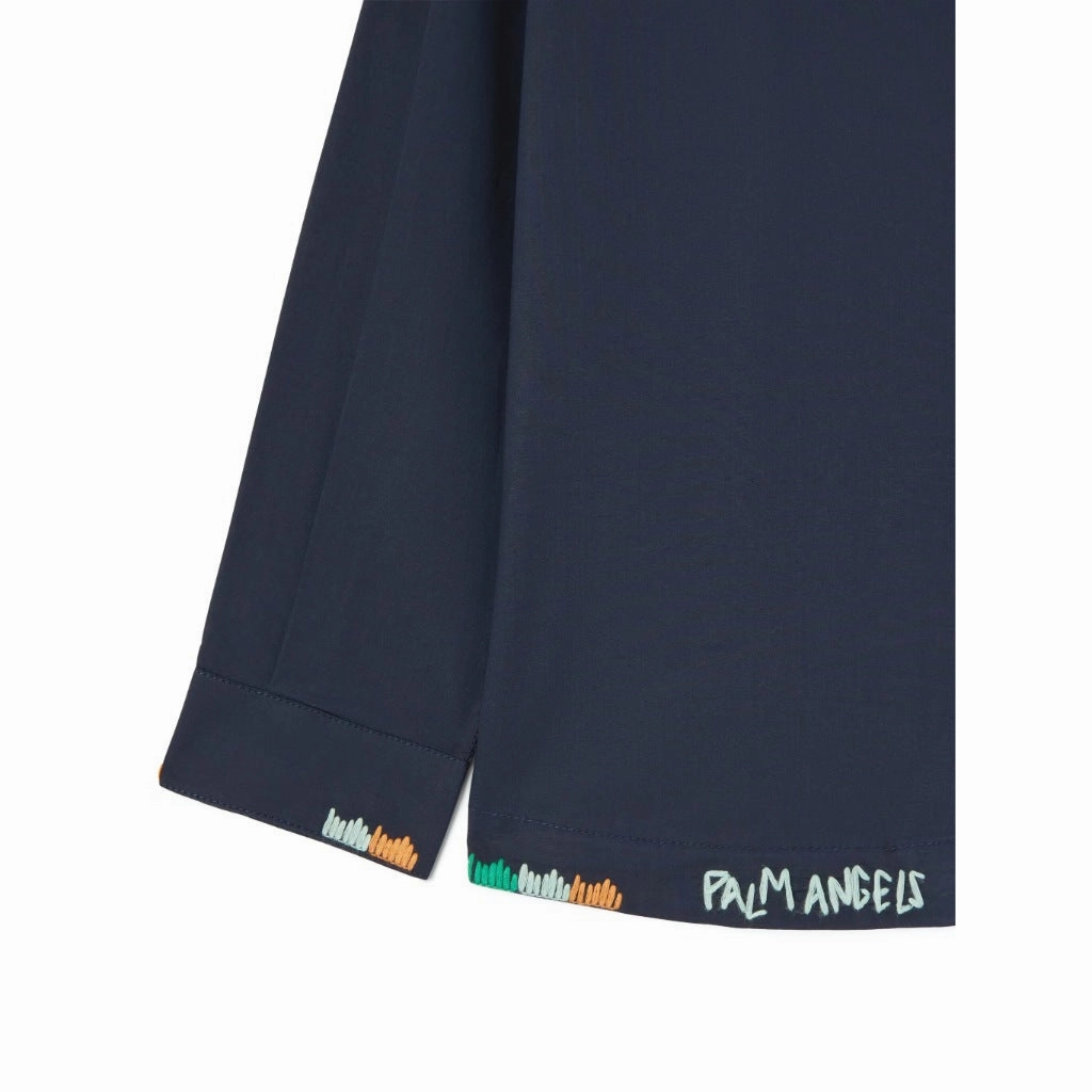 Yarn Dyed Fabric Sport Top Palm Angels Kids Embroidery Shirt