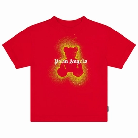 Palm Angels Kids PA Spray Bear Regular T-shirt Zero Waste Production Stylish and Fun