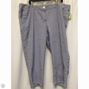 All Day Comfort Fit Pants Cropped By Crown And Ivy In Navy, Size: 2x