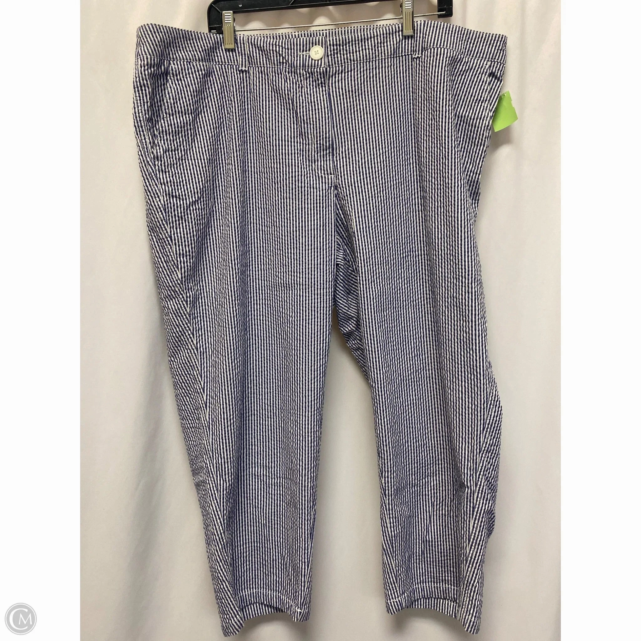 All Day Comfort Fit Pants Cropped By Crown And Ivy In Navy, Size: 2x