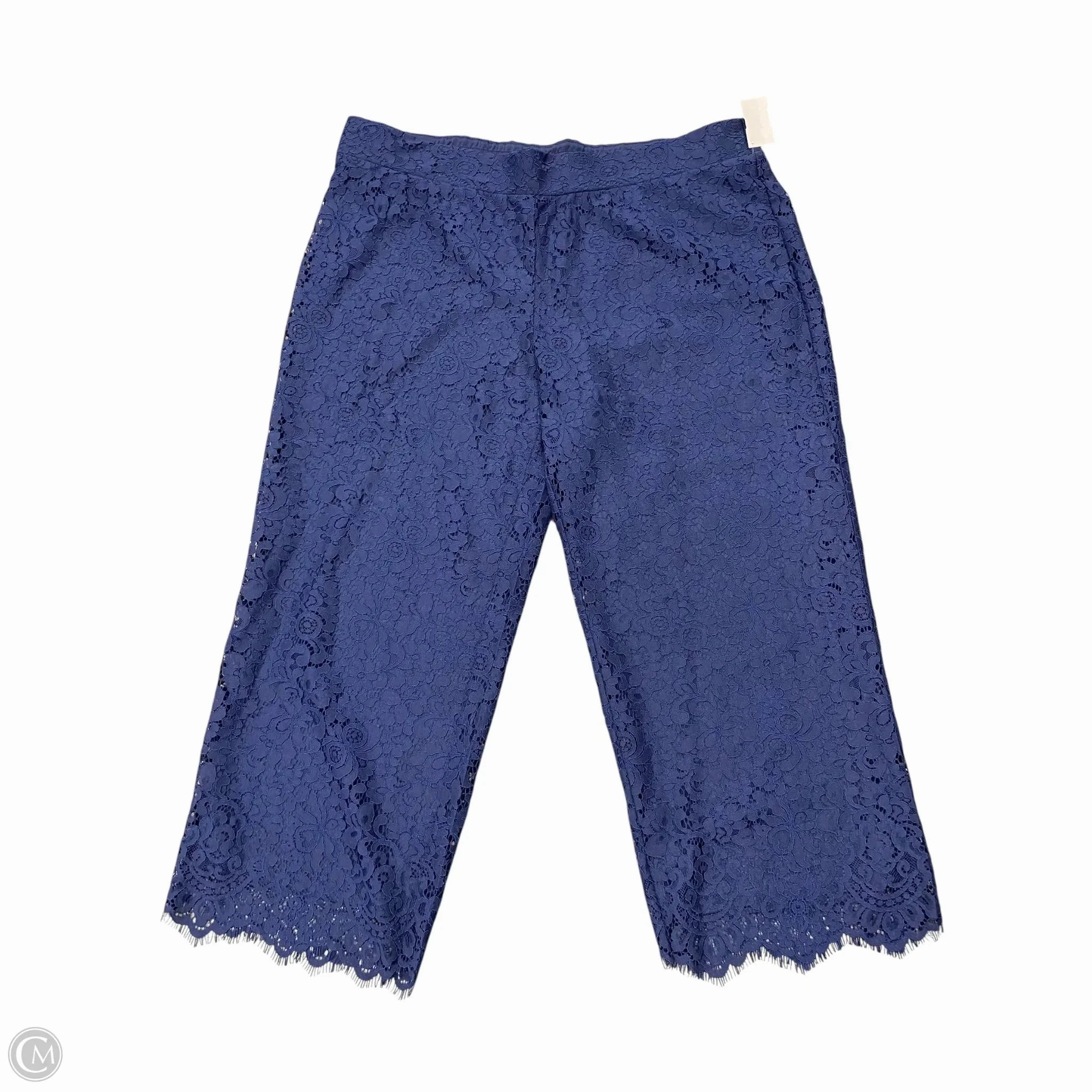 High Density Weave Essential Waist Pants Cropped By Isaac Mizrahi In Navy, Size: 1x