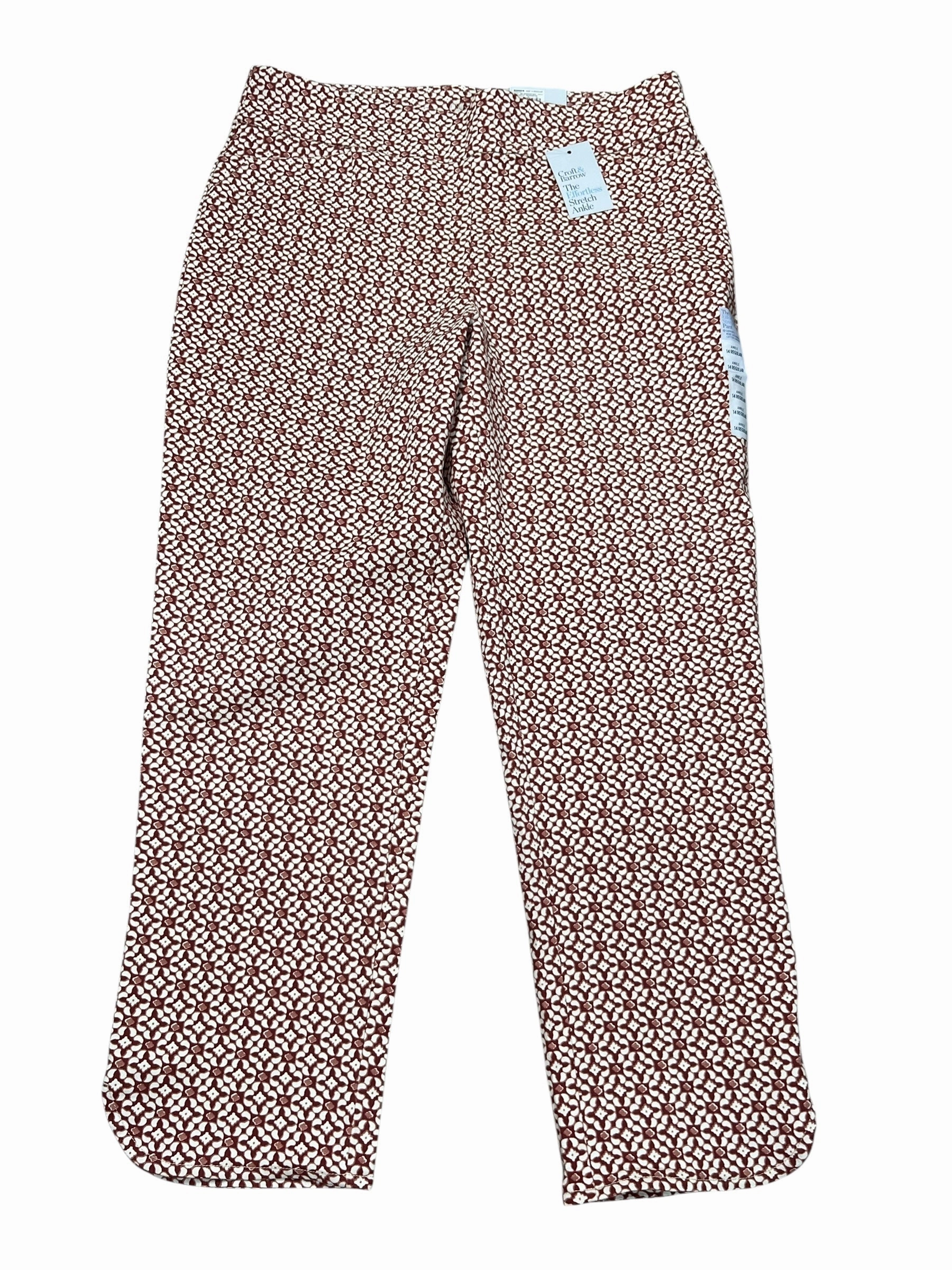 Sporty Comfort Fit Tagless Design Pants Dress By Croft And Barrow In Orange & White, Size:Xl