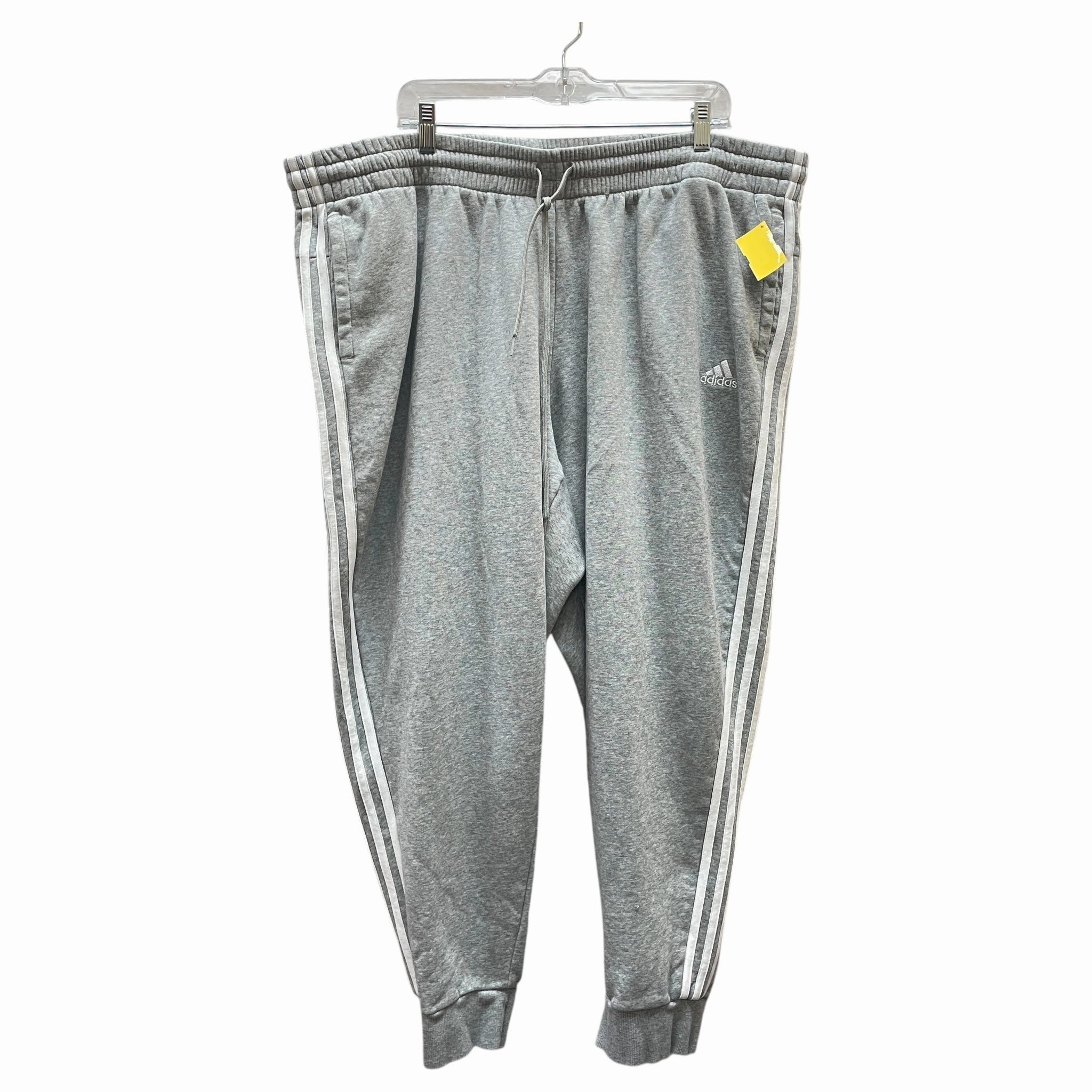 Pants Joggers By Adidas In Grey & White, Size:4X Movement Comfort Lightweight Material