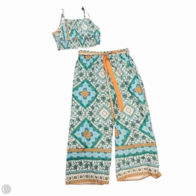 Tangle Free Cuffs Slim Fit Wear Pants Set 2pc By Shein In Blue & Green, Size: 1x