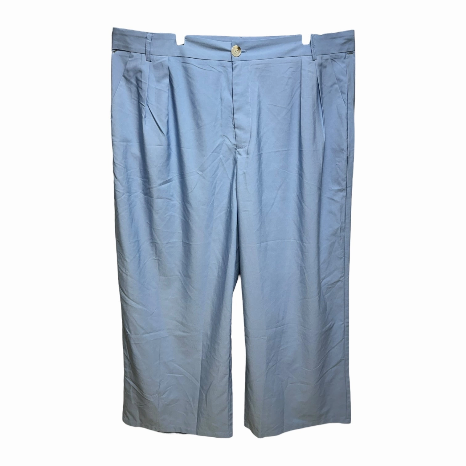 Breathable Mesh Panels High Waist Stretch Pants Wide Leg By Shein In Blue, Size: 4x