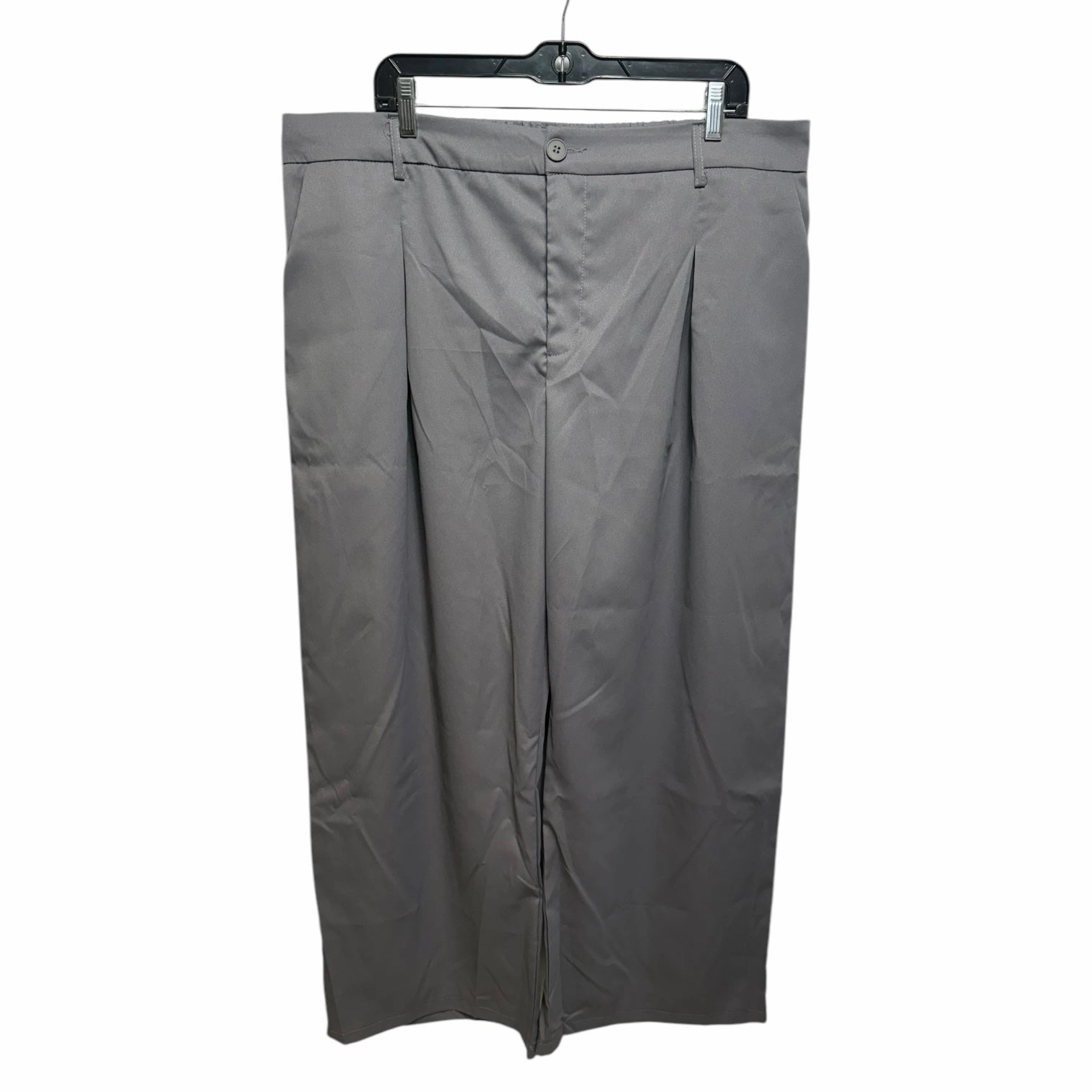 Pants Wide Leg By Shein In Grey, Size: 3x Sustainable Material Blend Hidden Zip Pockets