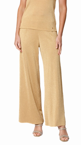 Paola Wide Leg Shimmery Pant - Golden Sands ReinforcedHemline Supportive Fit