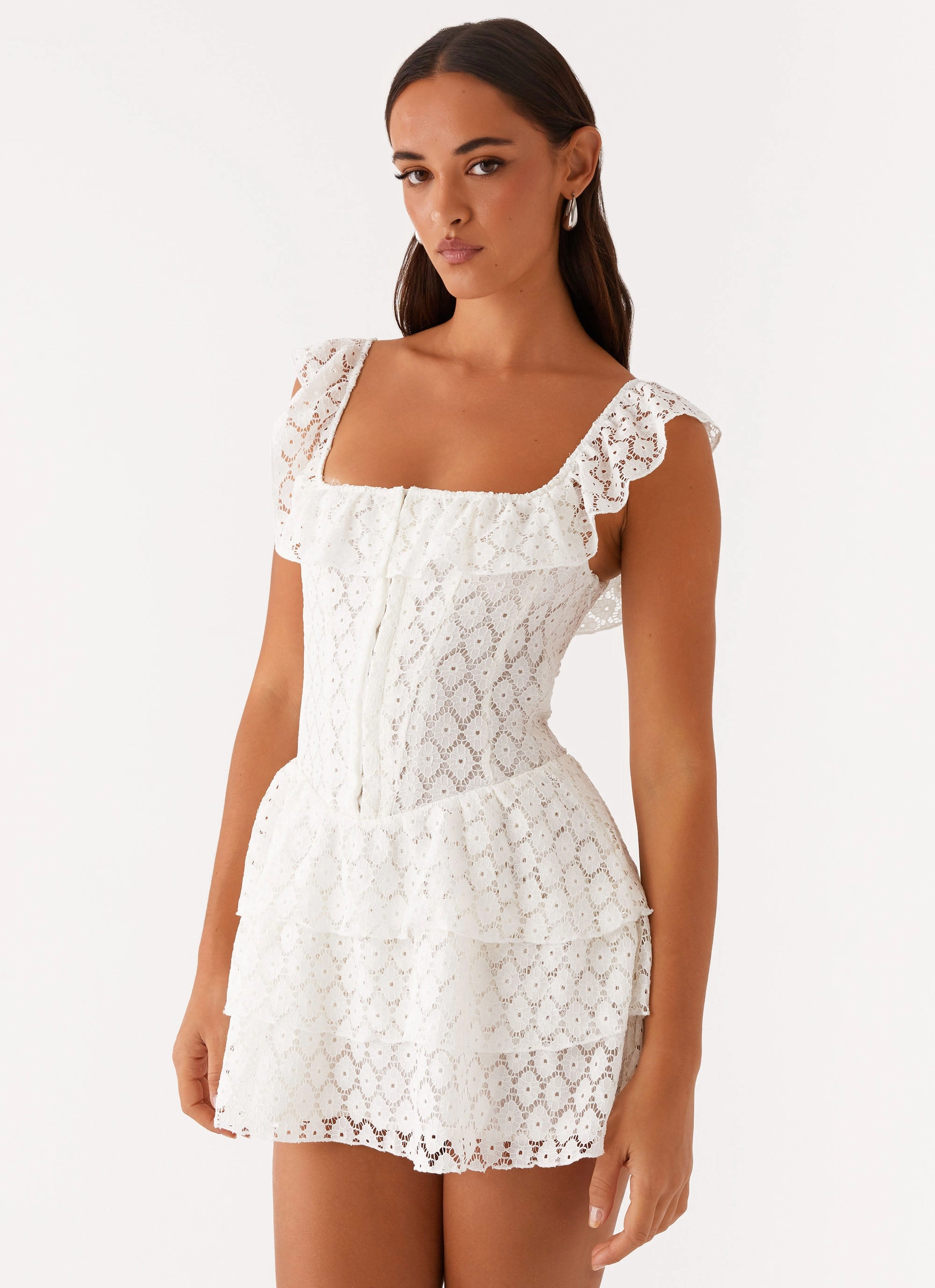 Paradise Dreams Corset Mini Dress - White Fresh Texture