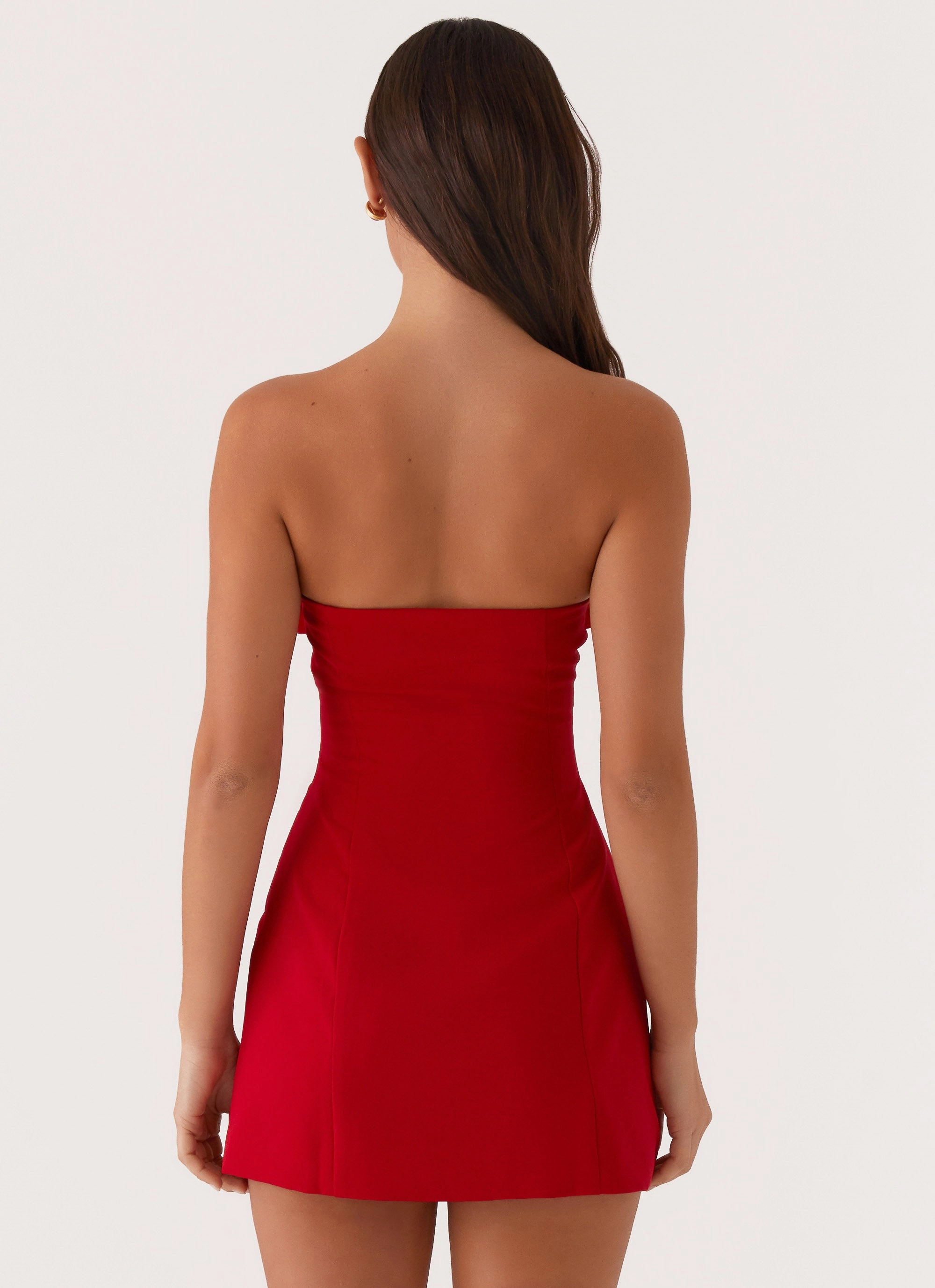 Sequin-Detail Patsie Strapless Mini Dress - Red