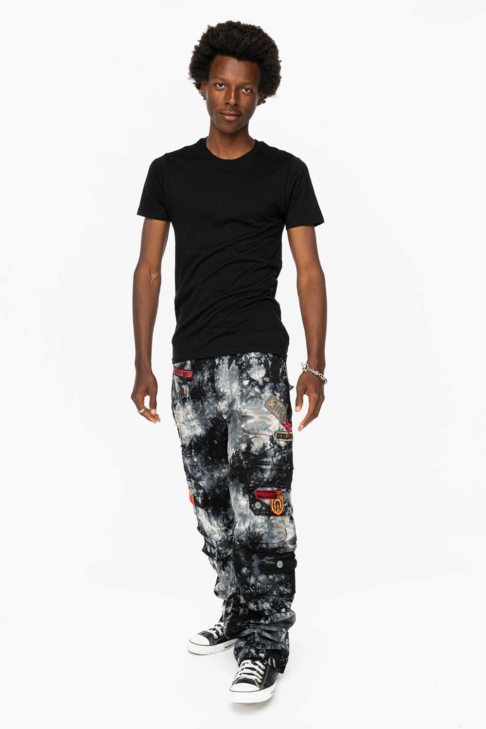 Utility Fit Stylish Essentials ORIGINAL ROBIN??S JEAN CALL OF DUTY CARGO PANTS IN CRYSTAL TYE DYE BLK WITH PATCH