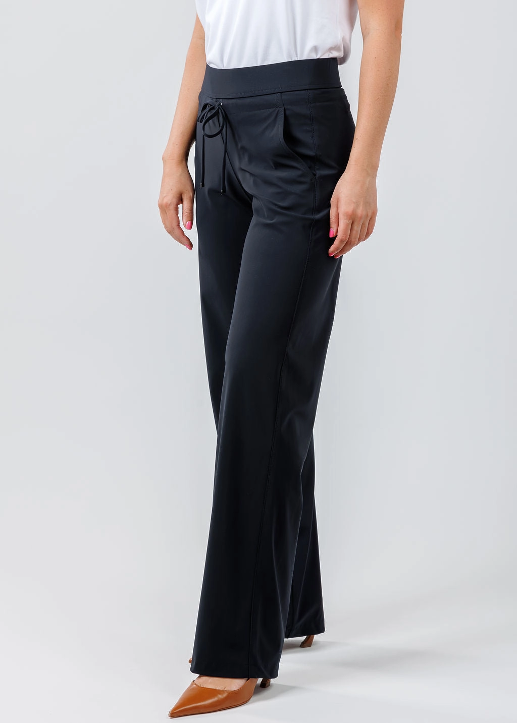 Comfy Waistband Compact Fit Candice Straight Pants - Navy