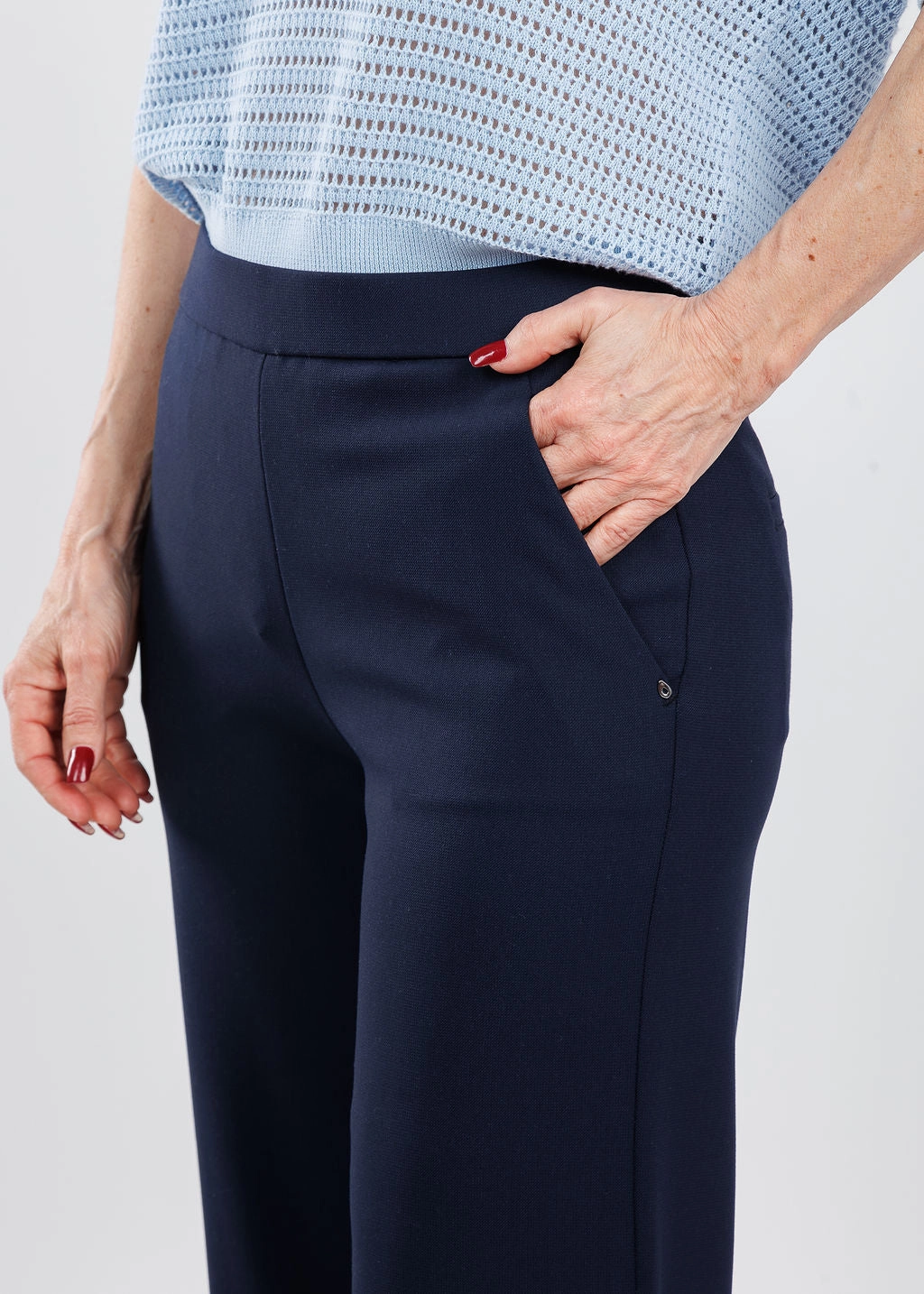 SecureClosures Stay Comfortable Palina Crepe 6/8 Culotte Pants - Dark Blue