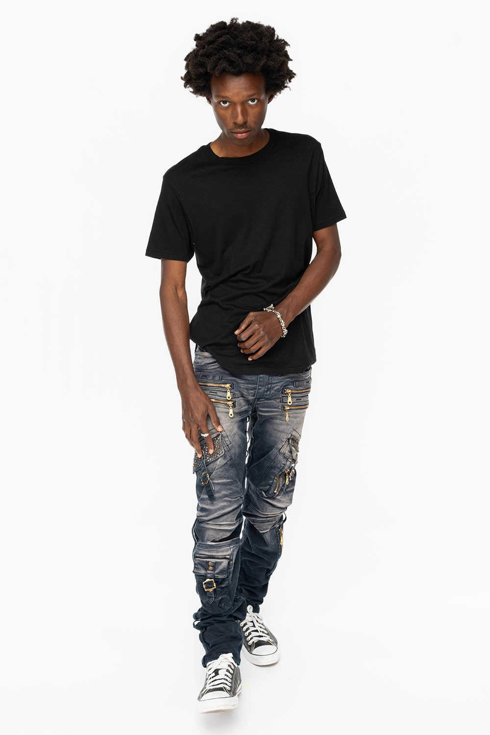 Brunch Outfit Traveler Gear Road Trip Casual Friday Home Comfort RAPTOR MILITARY STYLE CARGO JEAN IN ANTIQUE PURPLE WASH WITH CRYSTALS