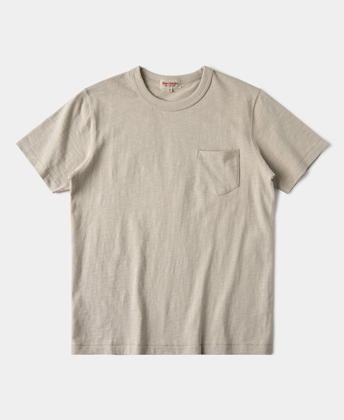7.4 oz Slub Cotton Loopwheel Tubular Pocket T-Shirt - Oatmeal Buttery Soft Fabric Chill Design