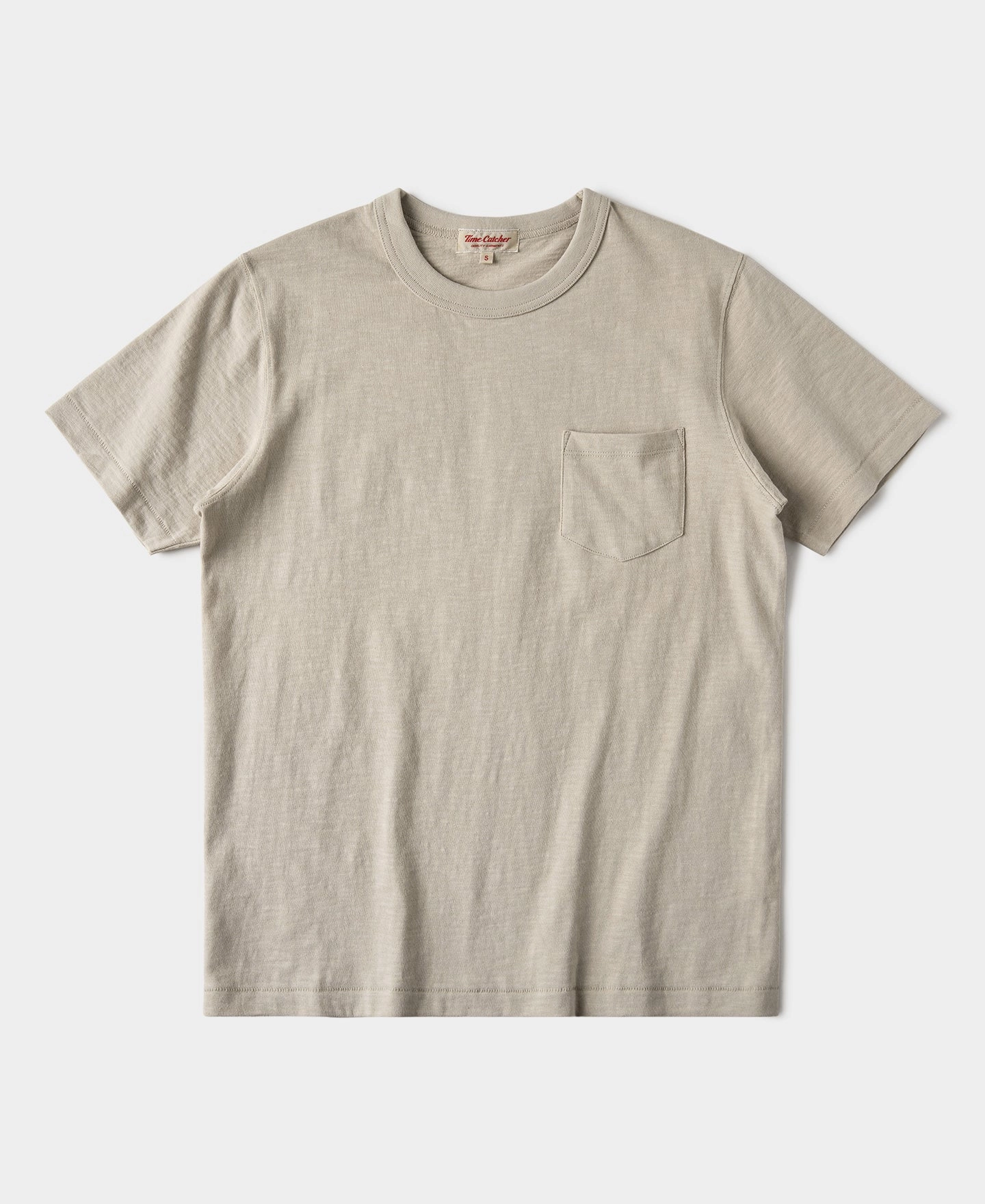 college 7.4 oz Slub Cotton Loopwheel Tubular Pocket T-Shirt - Oatmeal