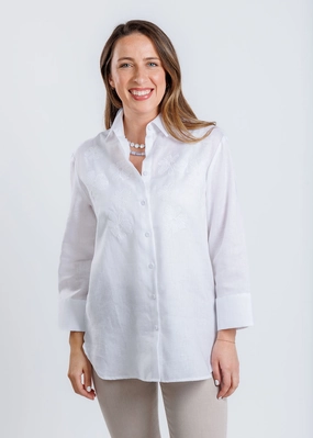 Student Essential Margot 3/4 Sleeve Shirt - White