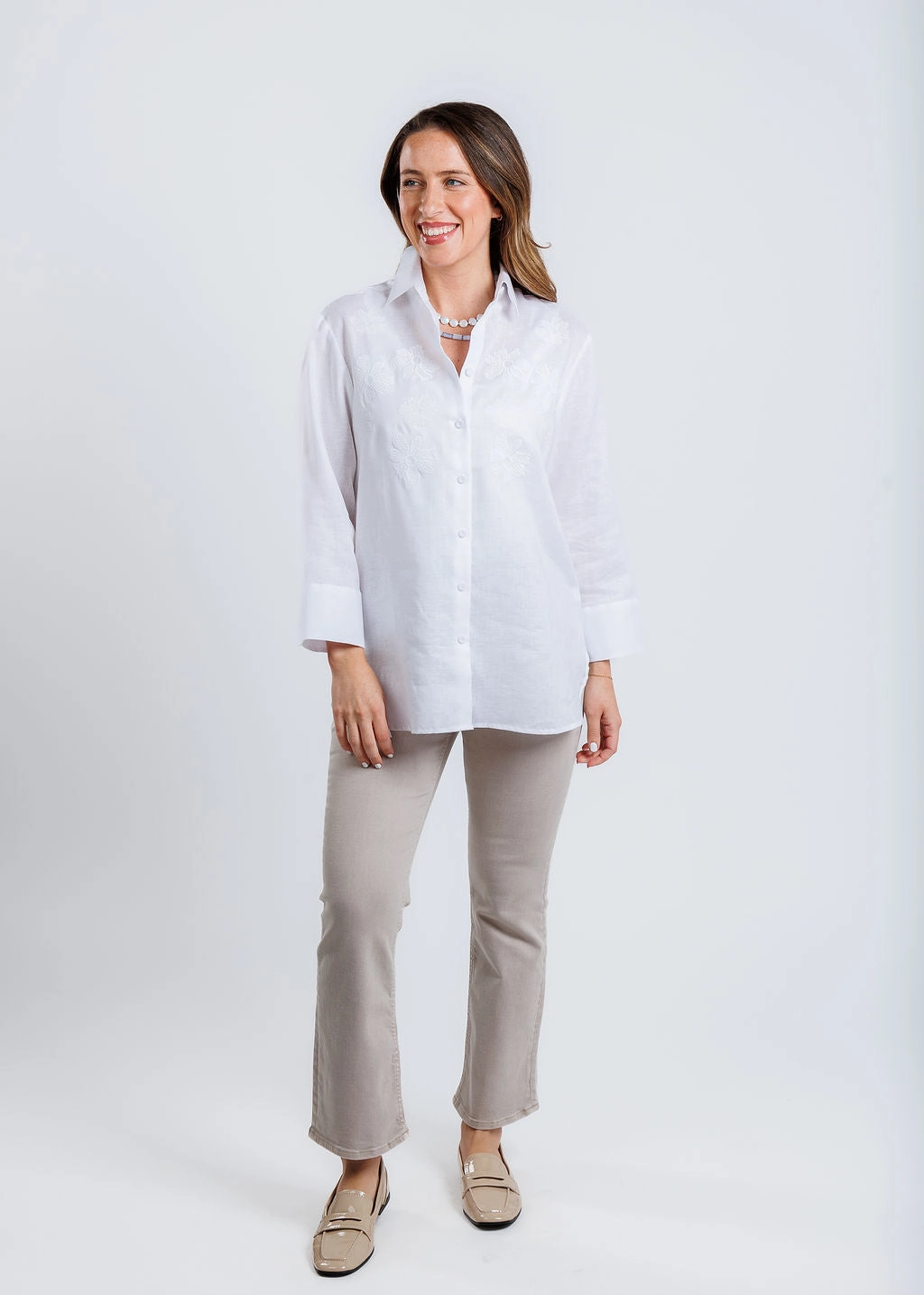 Margot 3/4 Sleeve Shirt - White Chill Wear Classic Fit