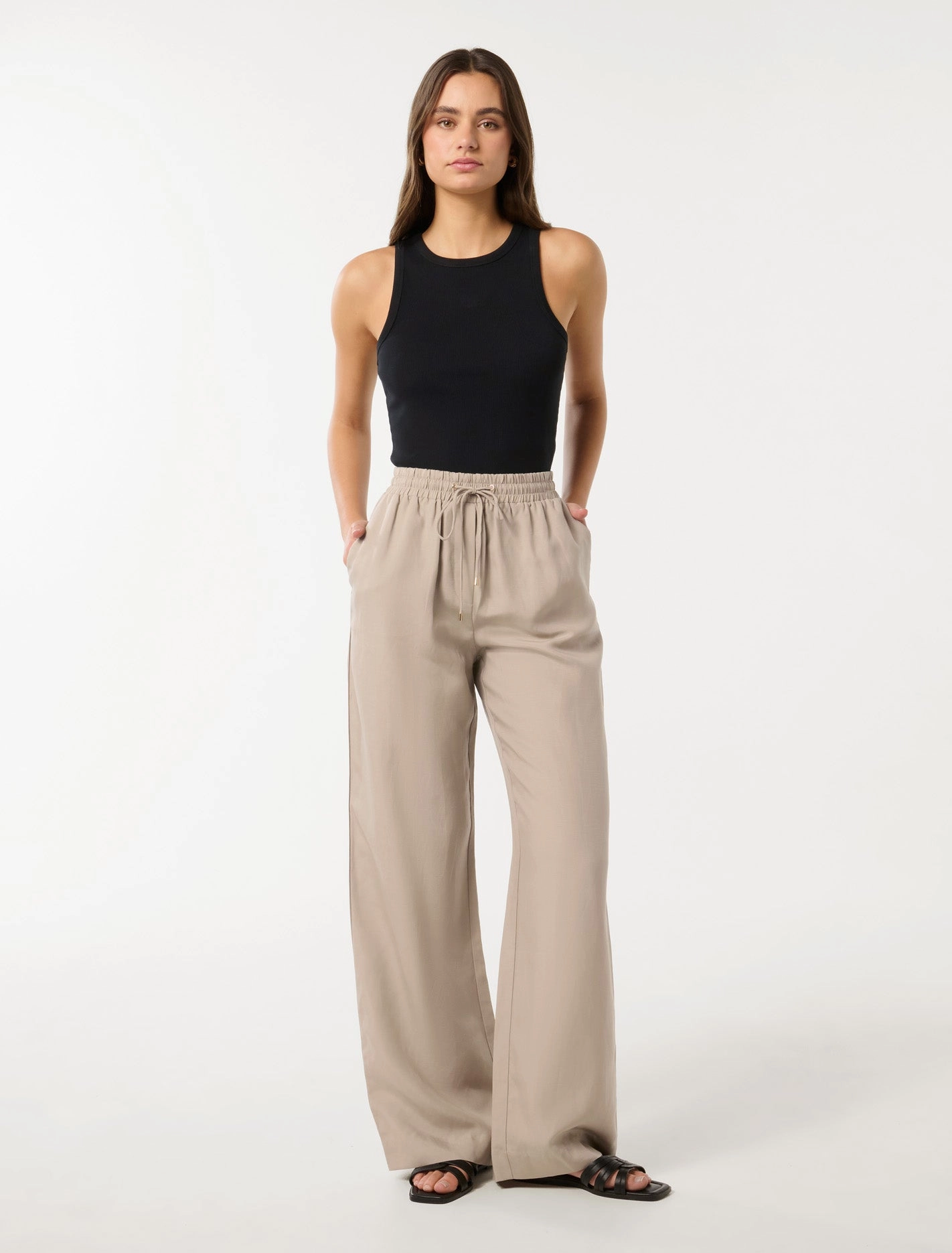 Phoebe Drawstring Wide Leg Pants Ergonomic Cut
