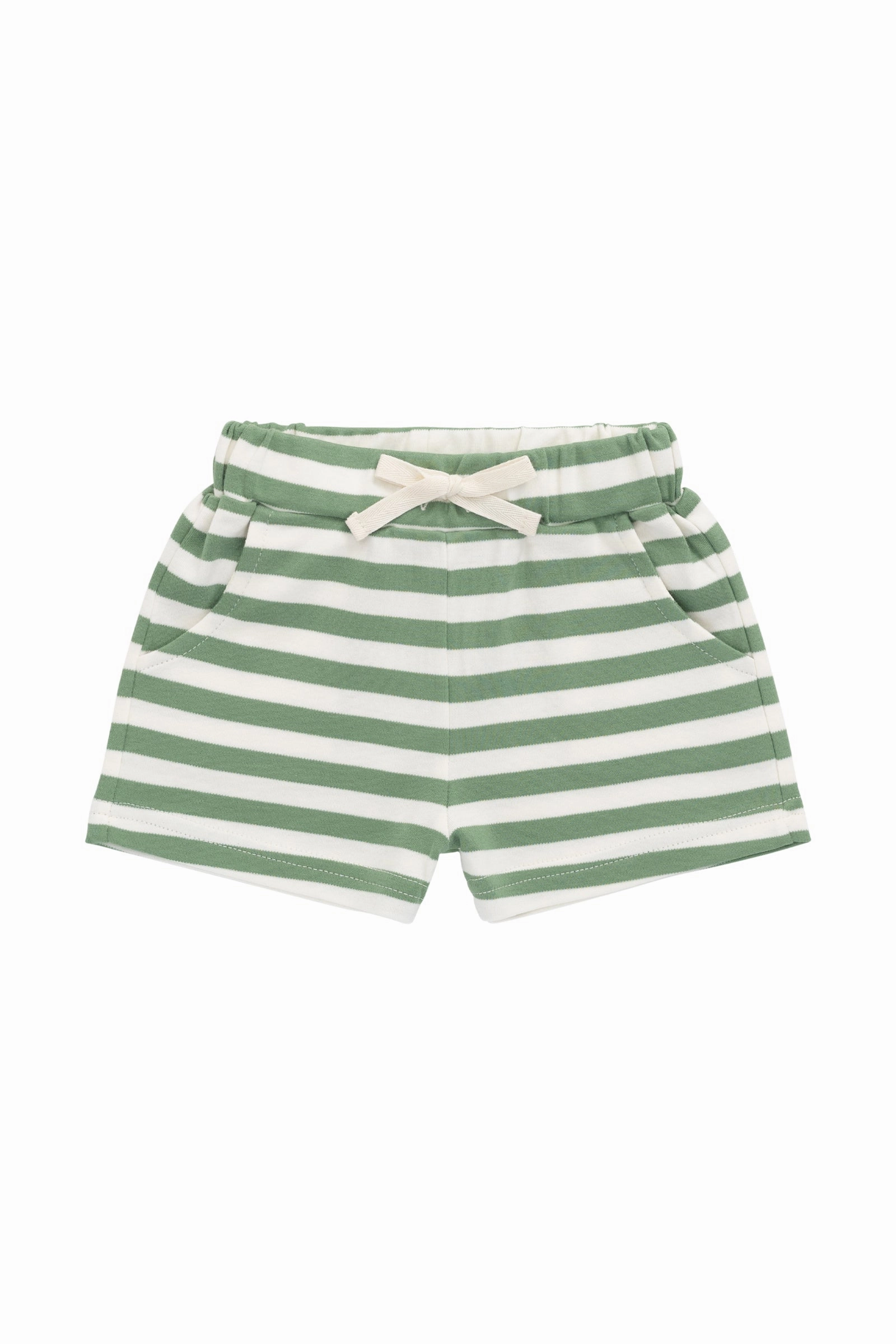 Pima Cotton Wesley Short - Essential Stripe Parchment/Snow Pea entertainment industry Flexible Layer Fit