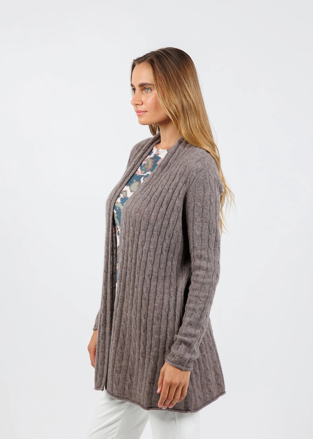 Breezy Cashmere Mini Cable Duster - Portobello Chilly Knit