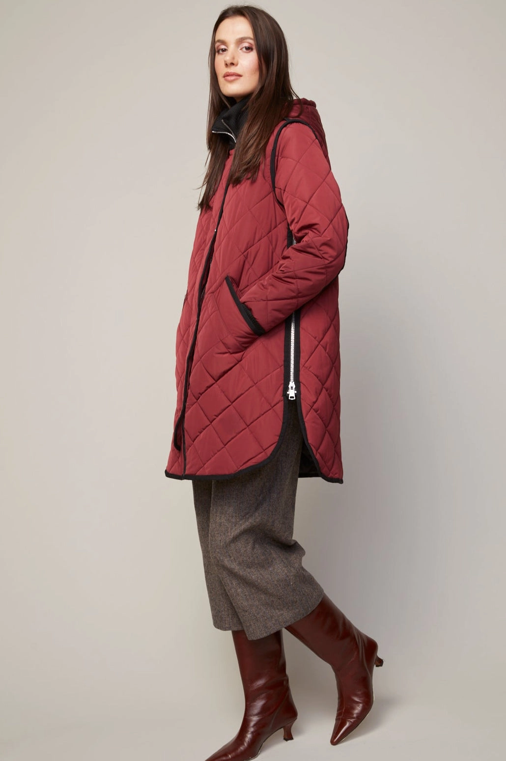 Libby Quilted Full Zip Coat With Removable Hood - Porto Moisture Wicking Finish