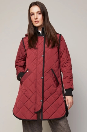 Libby Quilted Full Zip Coat With Removable Hood - Porto Casual Street Style