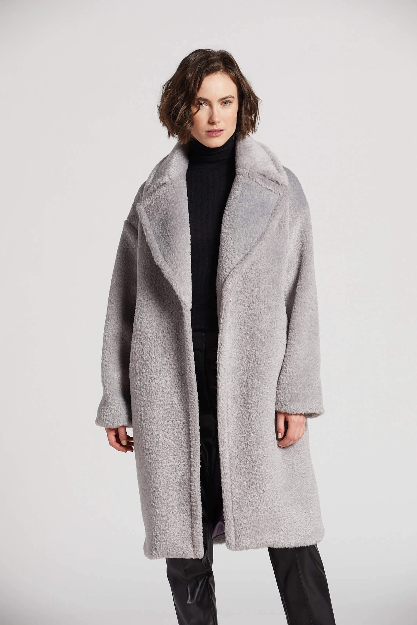 Polly Long Faux Fur Coat - Silver Grey Three Layer Laminate Insulated Design