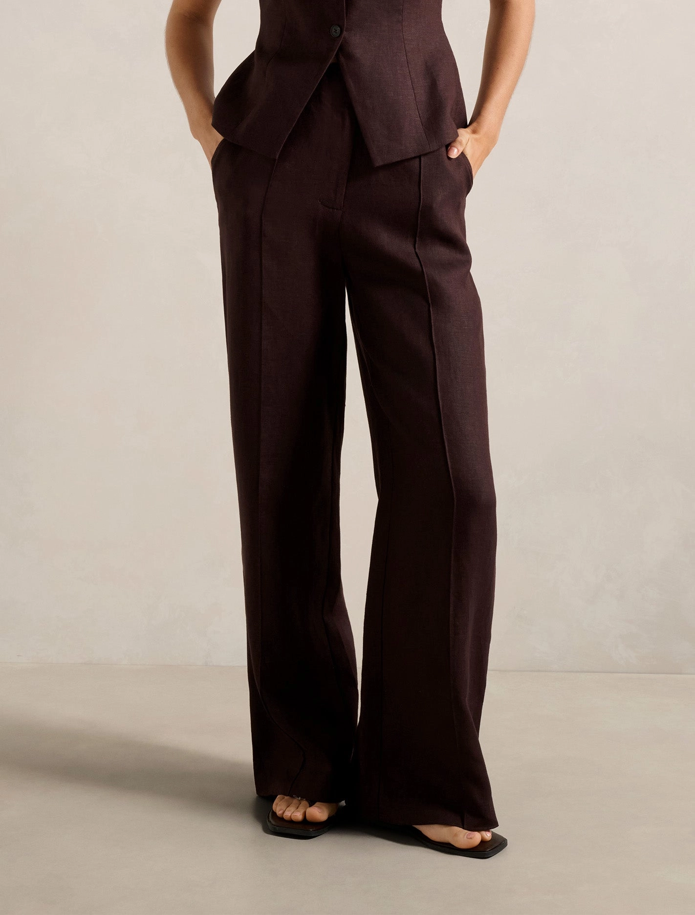 Posey Linen Wide Leg Pants Flex Fit