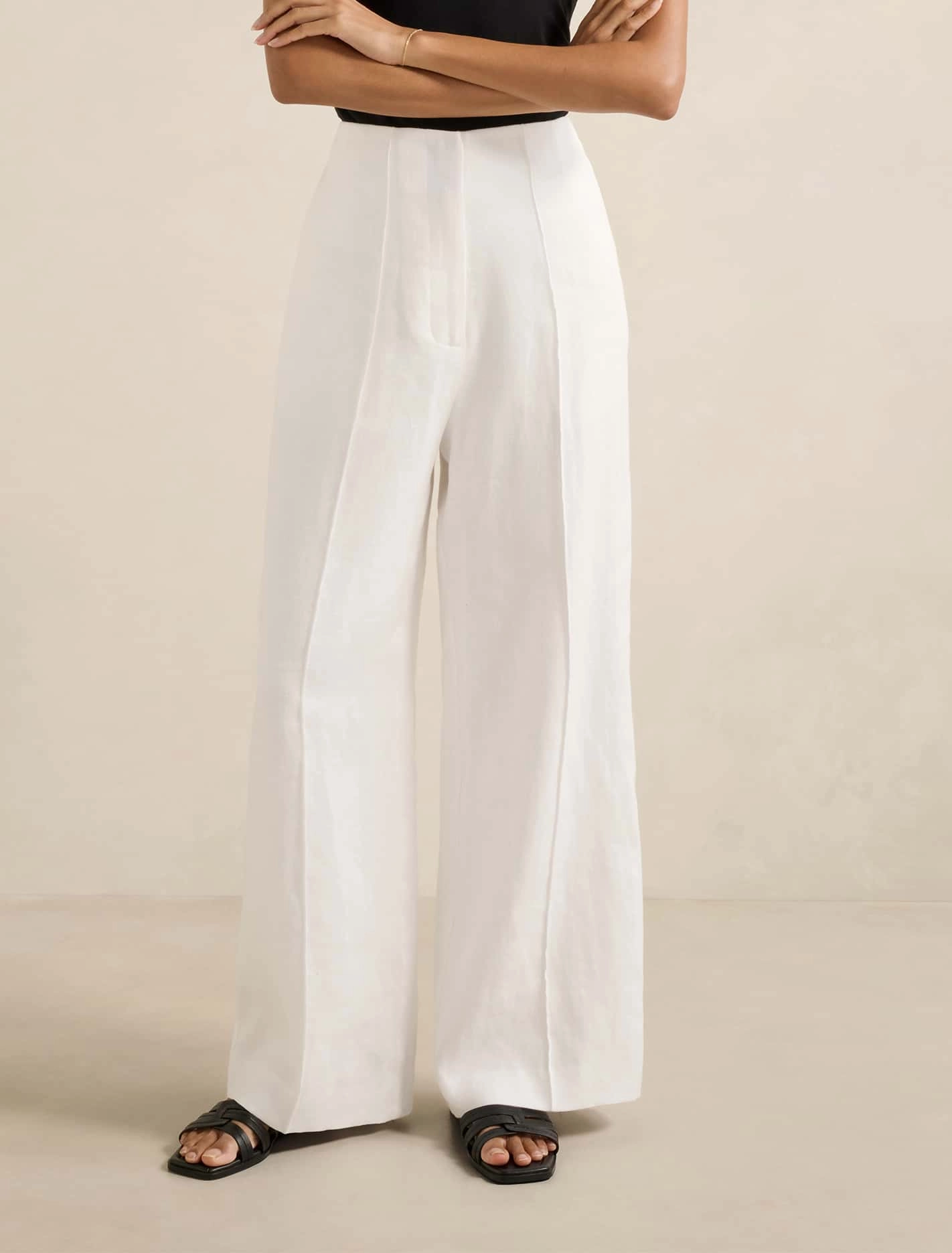Posey Petite Linen Wide Leg Pants Quick Layering