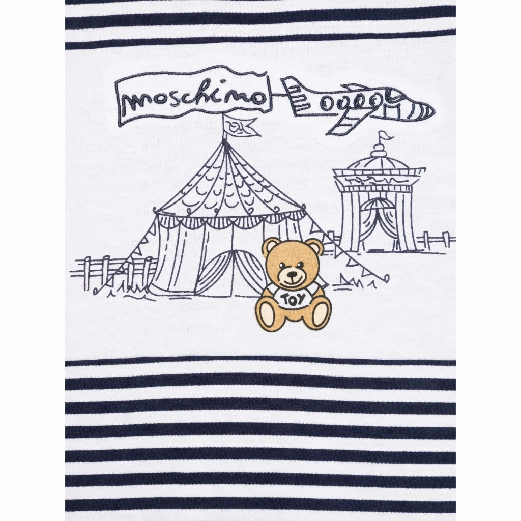 Relax Fit Design Moschino Kids Teddy Graphic Striped T-shirt