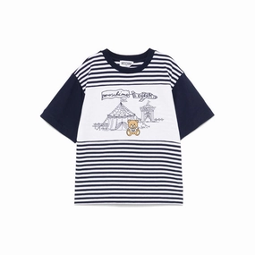 Leisure Wear Moschino Kids Teddy Graphic Striped T-shirt
